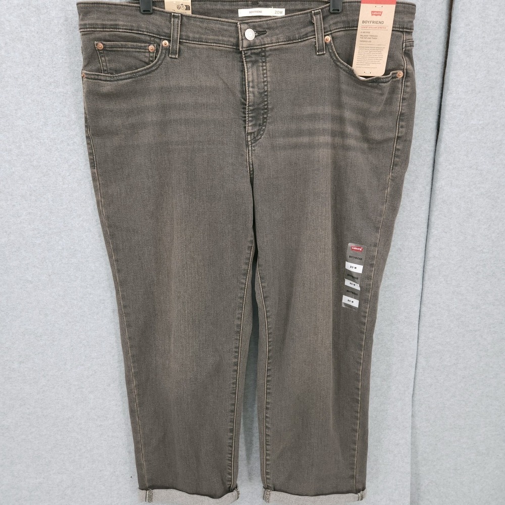 Levi's Boyfriend Mid Rise Stretch Tapered Leg Gray‎ Denim Jeans Womens Size 20W